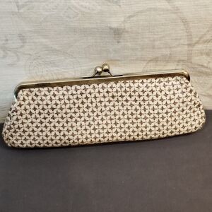 Lulu Guinness Vintage Cream and Brown Patterned Clutch